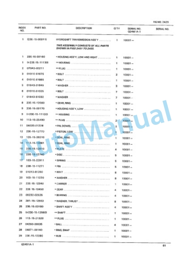 Komatsu GD461A-1 Motor Grader Parts Manual PEPBG4610100 3 Komatsu GD461A-1 Motor Grader Parts Manual PEPBG4610100-3