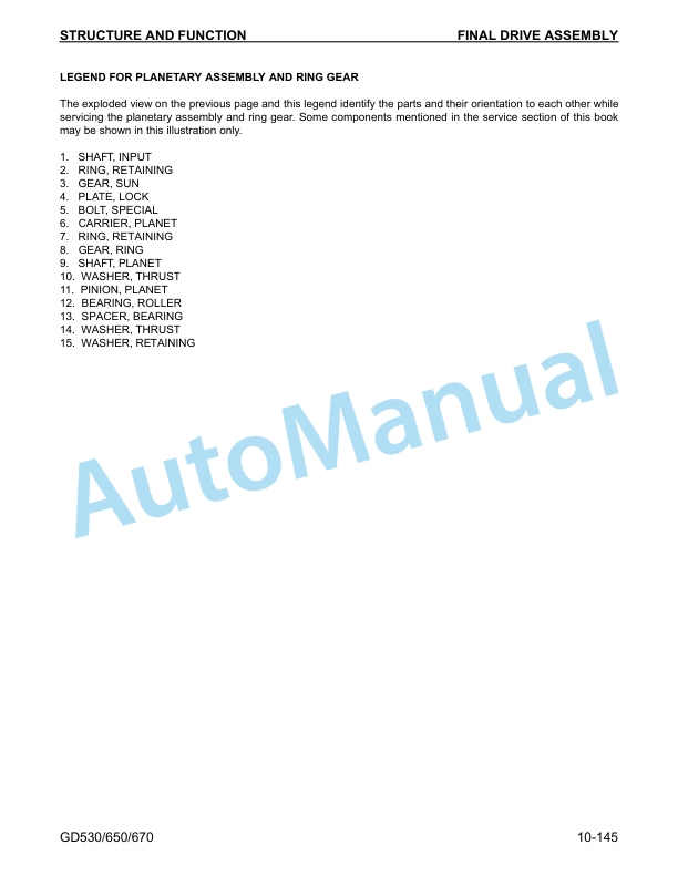Alternative view of Komatsu GD530A-2, GD530AW-2, GD650A-2, GD650AW-2, GD670A-2, GD670AW-2 Motor Grader Shop Manual CEBM003902