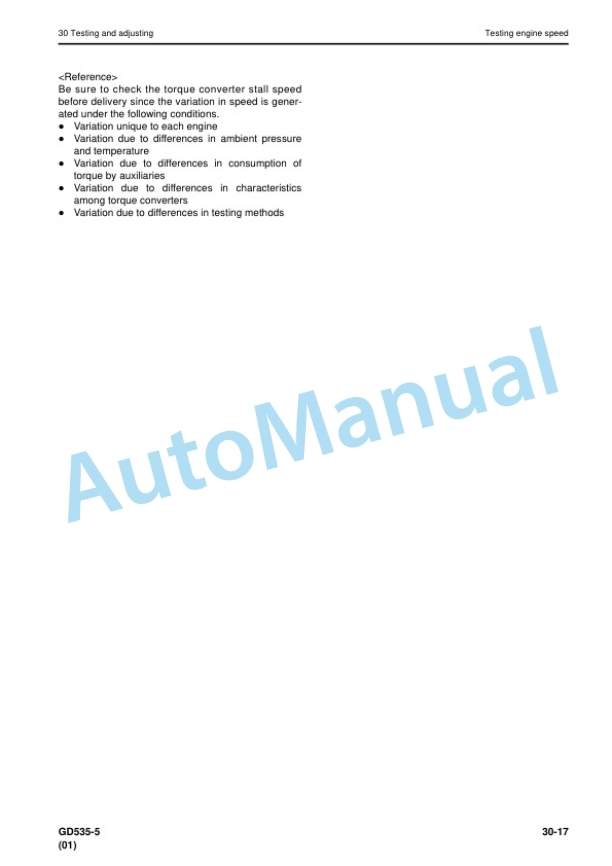 Alternative view of Komatsu GD535-5 Motor Grader Shop Manual SEN06606-03