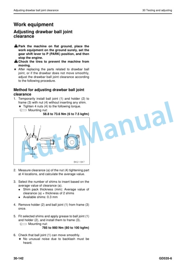 Alternative view of Komatsu GD535-6 Motor Grader Shop Manual SEN06943-00