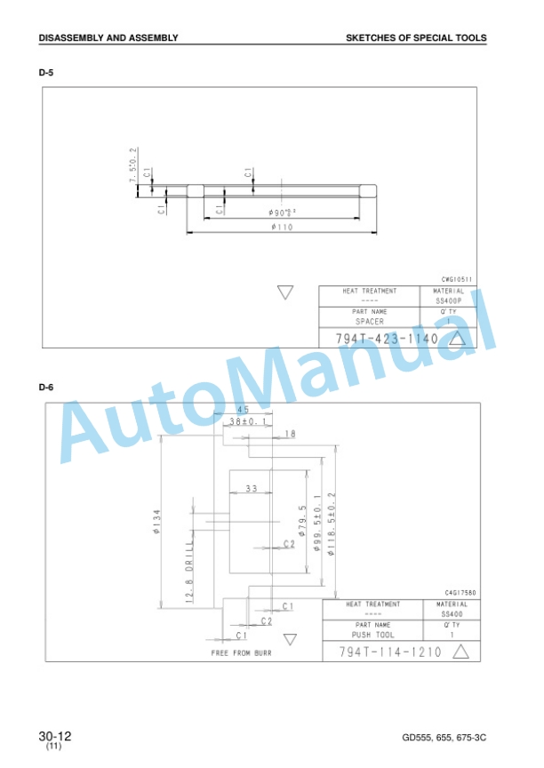 Komatsu GD555-3C, GD655-3C, GD675-3C Motor Grader Shop Manual SEBM020911 5 Komatsu GD555-3C, GD655-3C, GD675-3C Motor Grader Shop Manual SEBM020911 - Image 5