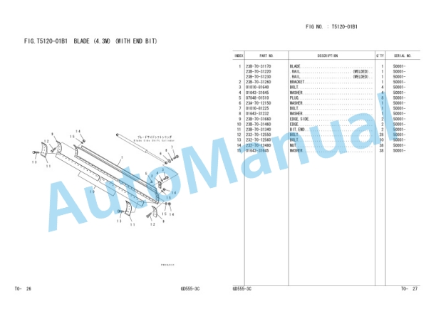 Komatsu GD555-3C Motor Grader Parts Manual FEN00130-04 5 Komatsu GD555-3C Motor Grader Parts Manual FEN00130-04-5