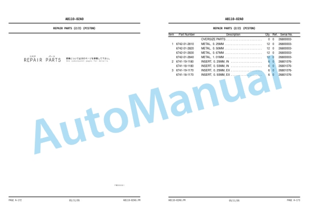 Alternative view of Komatsu GD675-3C Motor Grader Parts Manual KEPB074200