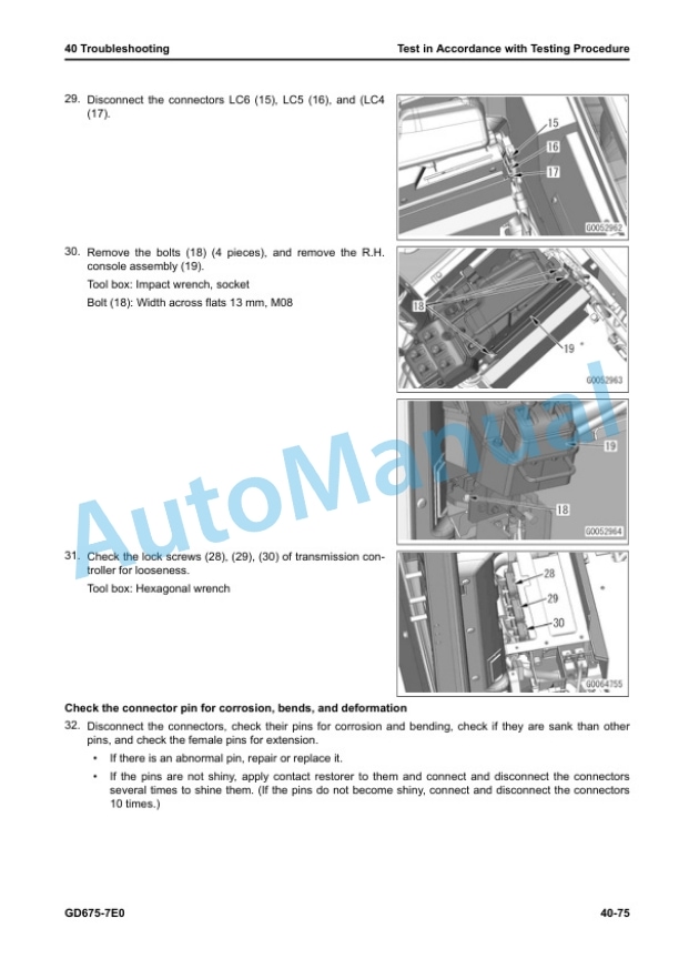 Alternative view of Komatsu GD675-7E0 Motor Grader Shop Manual SEN06962-00