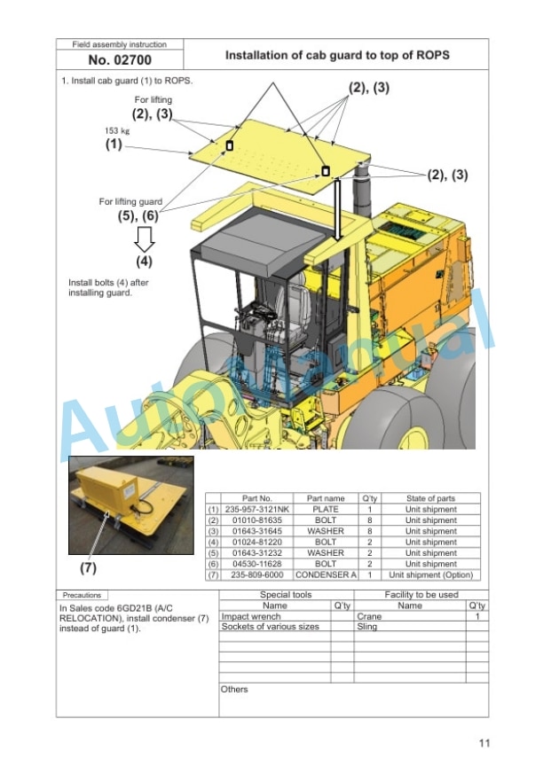 Komatsu GD825A-2 Motor Grader Field Assembly Instruction GEN00256-00 5 Komatsu GD825A-2 Motor Grader Field Assembly Instruction GEN00256-00 - Image 5