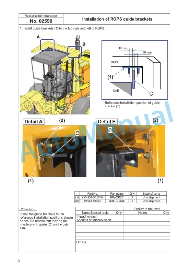 Komatsu GD825A-2 Motor Grader Field Assembly Instruction GEN00256-01 3 Komatsu GD825A-2 Motor Grader Field Assembly Instruction GEN00256-01 - Image 3