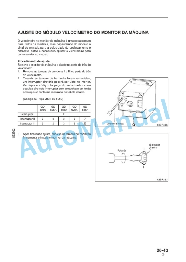 Komatsu GD825A-2 Motor Grader Shop Manual KPBM002308 3 Komatsu GD825A-2 Motor Grader Shop Manual KPBM002308-3