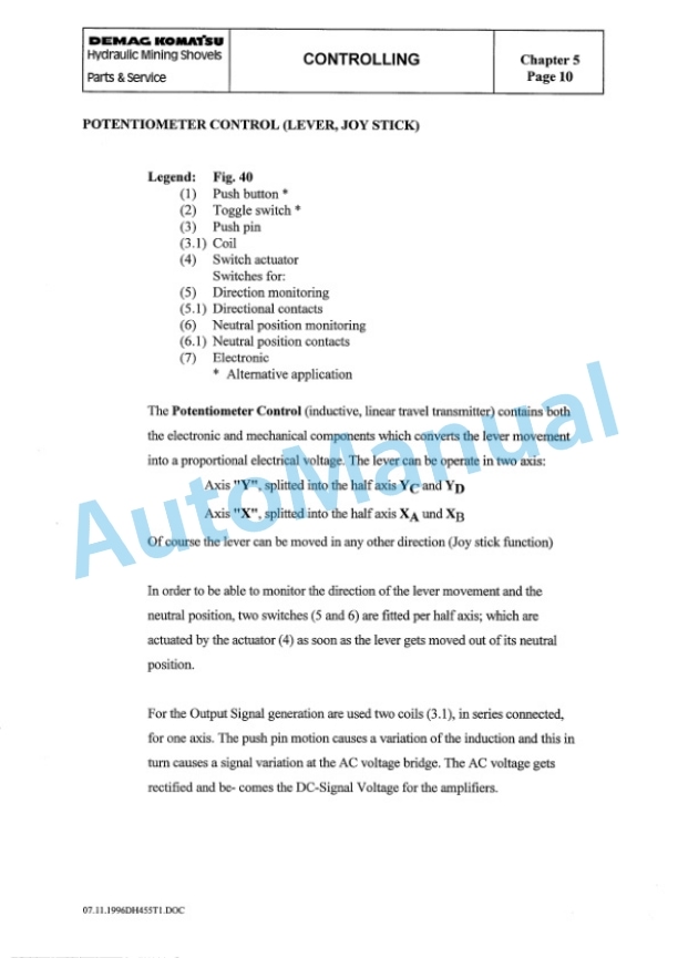 Alternative view of Komatsu H455D Hydraulic Mining Shovel Shop Manual H455D SM 15003