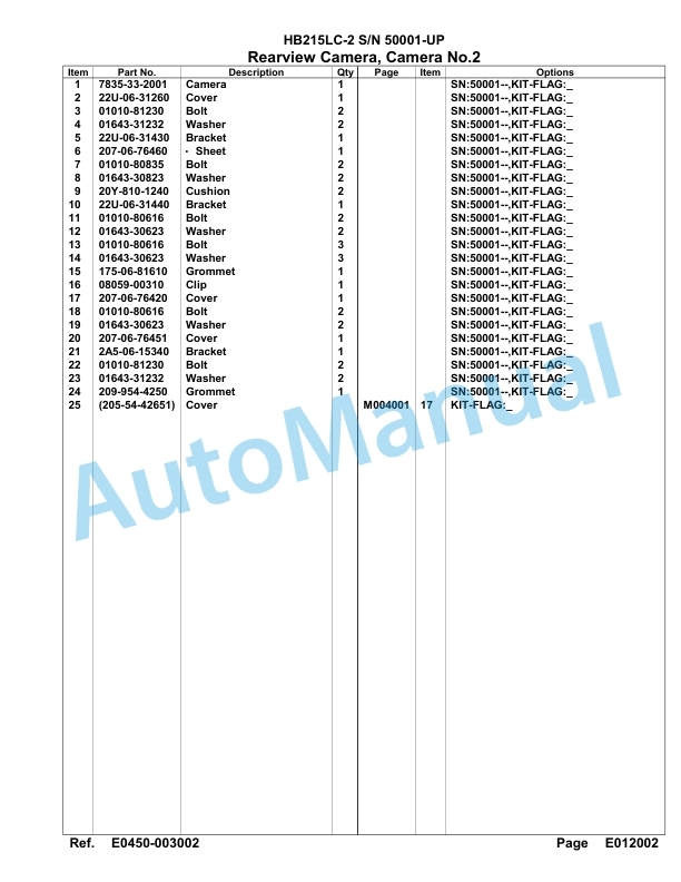 Komatsu HB215LC-2 Parts Manual 50001-UP 2 Komatsu HB215LC-2 Parts Manual 50001-UP-2