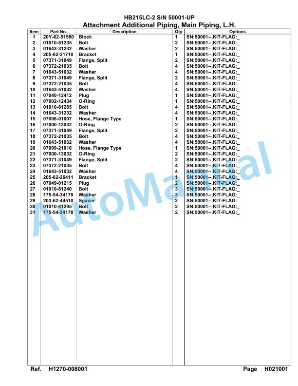 Komatsu HB215LC-2 Parts Manual 50001-UP 3 Komatsu HB215LC-2 Parts Manual 50001-UP-3