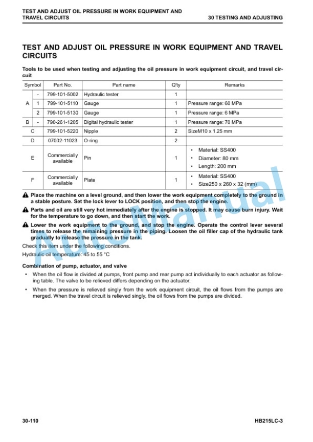 Alternative view of Komatsu HB215LC-3 Hydraulic Excavator Shop Manual SEN06629-07