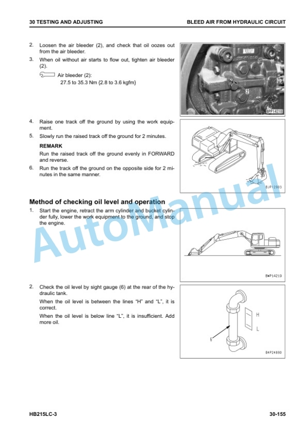 Alternative view of Komatsu HB215LC-3 Hydraulic Excavator Shop Manual SEN06629-14