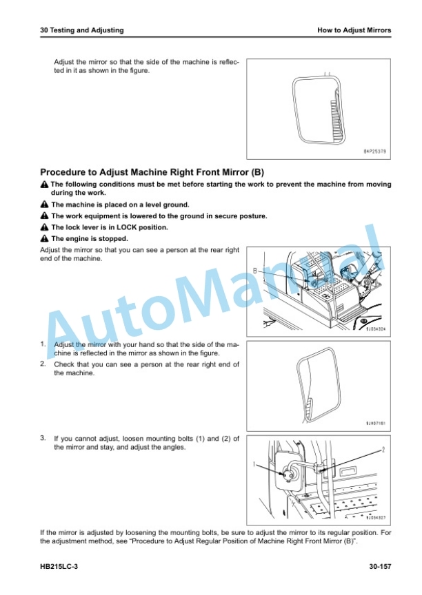 Alternative view of Komatsu HB215LC-3 Hydraulic Excavator Shop Manual SEN06629-15