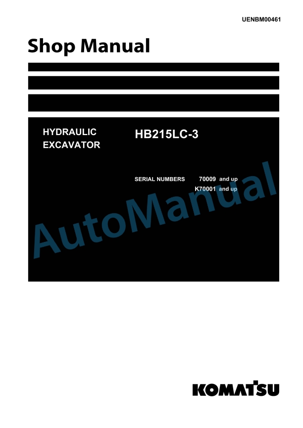 Komatsu HB215LC-3 Hydraulic Excavator Shop Manual UENBM00461