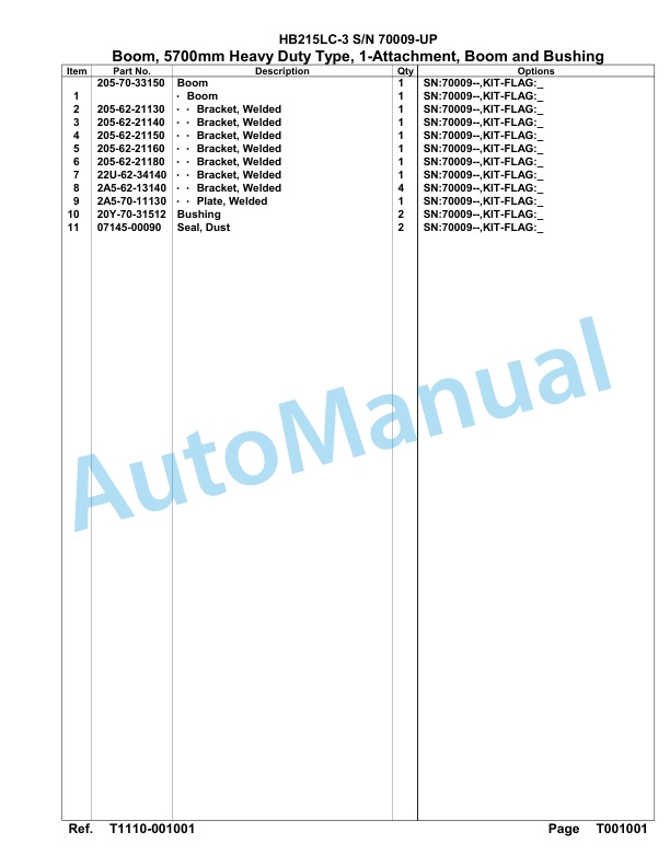 Komatsu HB215LC-3 Parts Manual 70009-UP 5 Komatsu HB215LC-3 Parts Manual 70009-UP-5