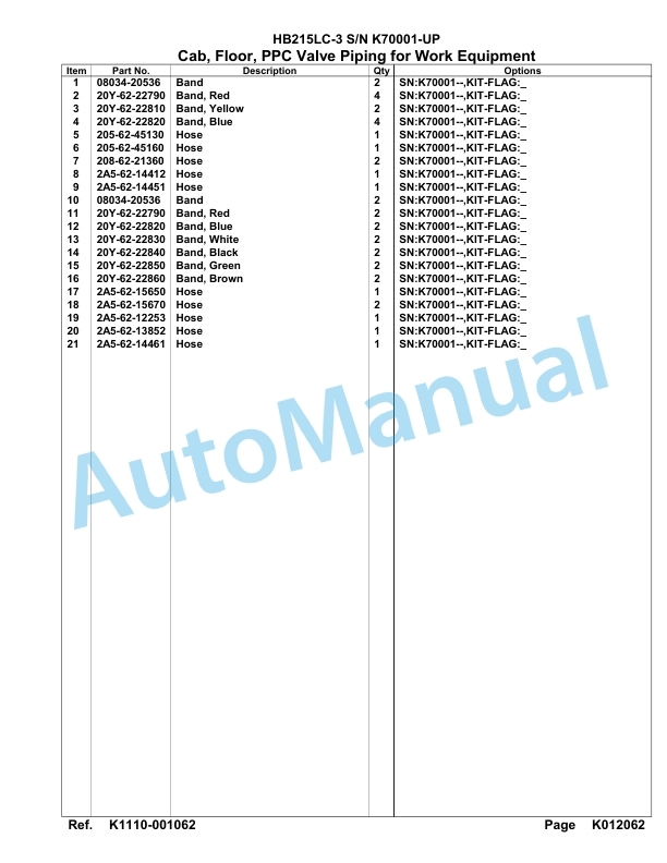 Komatsu HB215LC-3 Parts Manual K70001-UP 4 Komatsu HB215LC-3 Parts Manual K70001-UP-4
