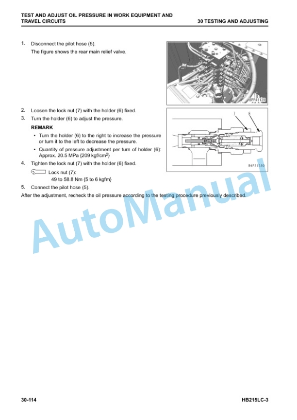Alternative view of Komatsu HB215LC-3 Shop Manual UENBM00463