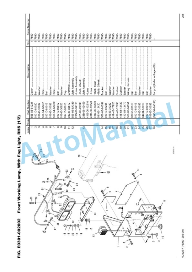 Komatsu HB325-7 Hydraulic Excavator Parts Manual EEPC011400 2 Komatsu HB325-7 Hydraulic Excavator Parts Manual EEPC011400-2