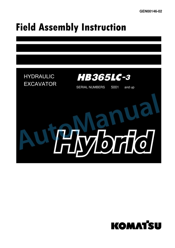 Komatsu HB365LC-3 Hybrid Hydraulic Excavator Field Assembly Instruction GEN00146-02