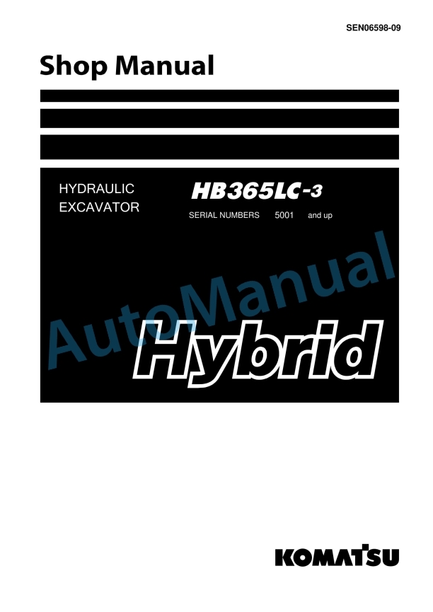 Komatsu HB365LC-3 Hybrid Hydraulic Excavator Shop Manual SEN06598-09