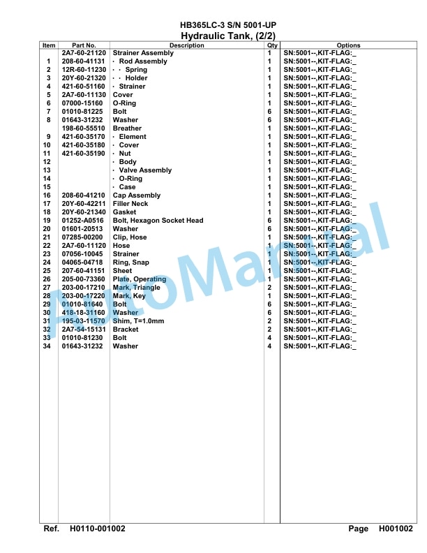 Komatsu HB365LC-3 Parts Manual 5001-UP 2 Komatsu HB365LC-3 Parts Manual 5001-UP-2