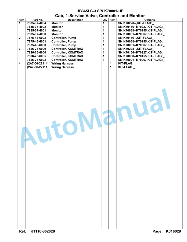 Komatsu HB365LC-3 Parts Manual K70001-UP 4 Komatsu HB365LC-3 Parts Manual K70001-UP-4