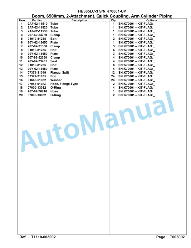 Komatsu HB365LC-3 Parts Manual K70001-UP 5 Komatsu HB365LC-3 Parts Manual K70001-UP-5