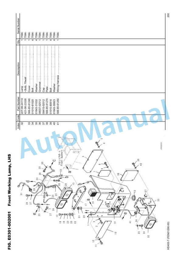 Komatsu HB405-7 Hydraulic Excavator Parts Manual EEPC011500 2 Komatsu HB405-7 Hydraulic Excavator Parts Manual EEPC011500-2