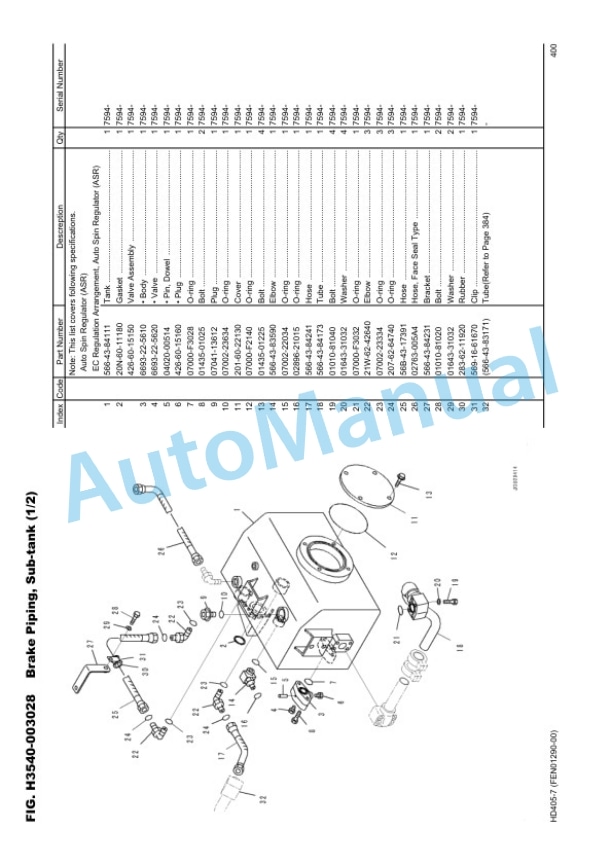 Komatsu HB405-7 Hydraulic Excavator Parts Manual EEPC011500 3 Komatsu HB405-7 Hydraulic Excavator Parts Manual EEPC011500-3