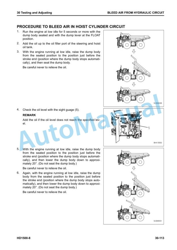Alternative view of Komatsu HD1500-8 Dump Truck Shop Manual SEN06990-00