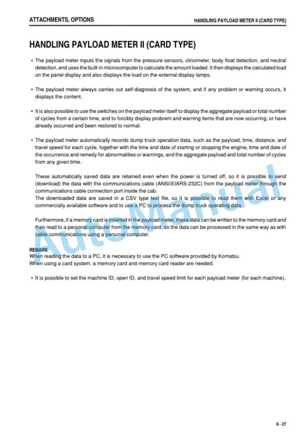 Komatsu HD325-7, HD405-7 Dump Truck Operation and Maintenance Manual TEN00749-11-5
