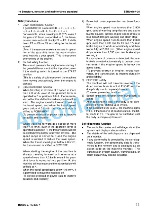 Alternative view of Komatsu HD325-7, HD405-7 Dump Truck Shop Manual SEN00486-16