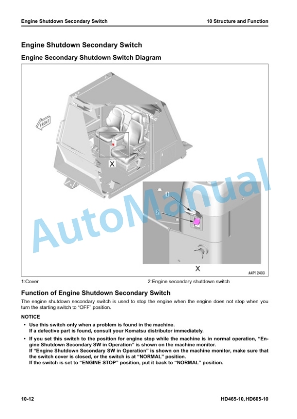 Alternative view of Komatsu HD465-10, HD605-10 Dump Truck Shop Manual SEN06976-00