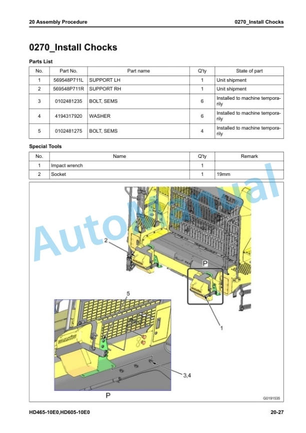 Komatsu HD465-10E0, HD605-10E0 Dump Truck Field Assembly Instruction GEN00279-00 3 Komatsu HD465-10E0, HD605-10E0 Dump Truck Field Assembly Instruction GEN00279-00 - Image 3
