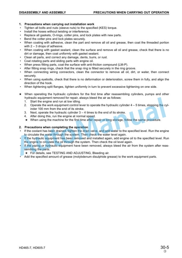 Komatsu HD465-7, HD605-7 Dump Truck Shop Manual SEBM027622 5 Komatsu HD465-7, HD605-7 Dump Truck Shop Manual SEBM027622 - Image 5