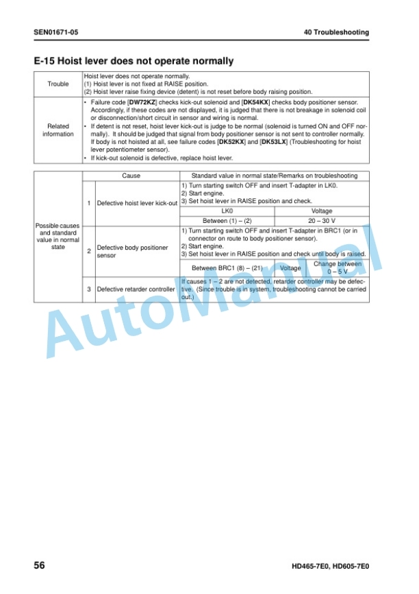 Komatsu HD465-7E0, HD605-7E0 Dump Truck Shop Manual SEN01081-22 5 Komatsu HD465-7E0, HD605-7E0 Dump Truck Shop Manual SEN01081-22 - Image 5