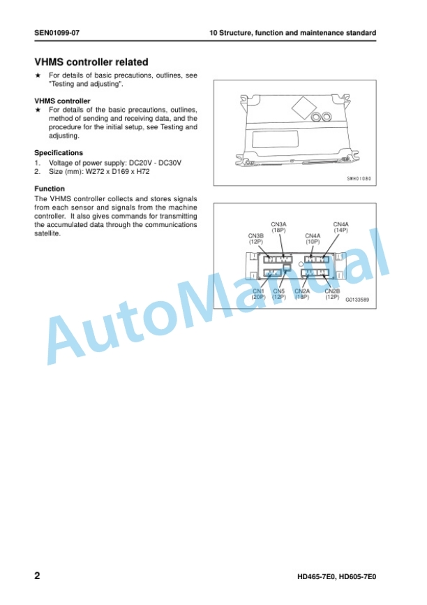 Alternative view of Komatsu HD465-7E0, HD605-7E0 Dump Truck Shop Manual SEN01081-28