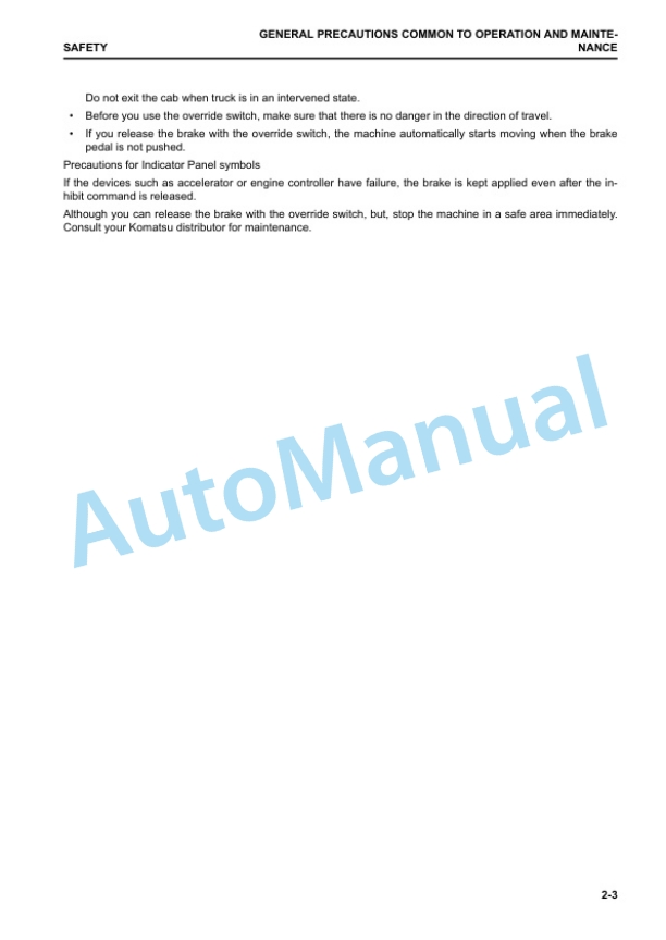 Komatsu HD465-7R Dump Truck Operation and Maintenance Manual PEN01625-02 3 Komatsu HD465-7R Dump Truck Operation and Maintenance Manual PEN01625-02 - Image 3