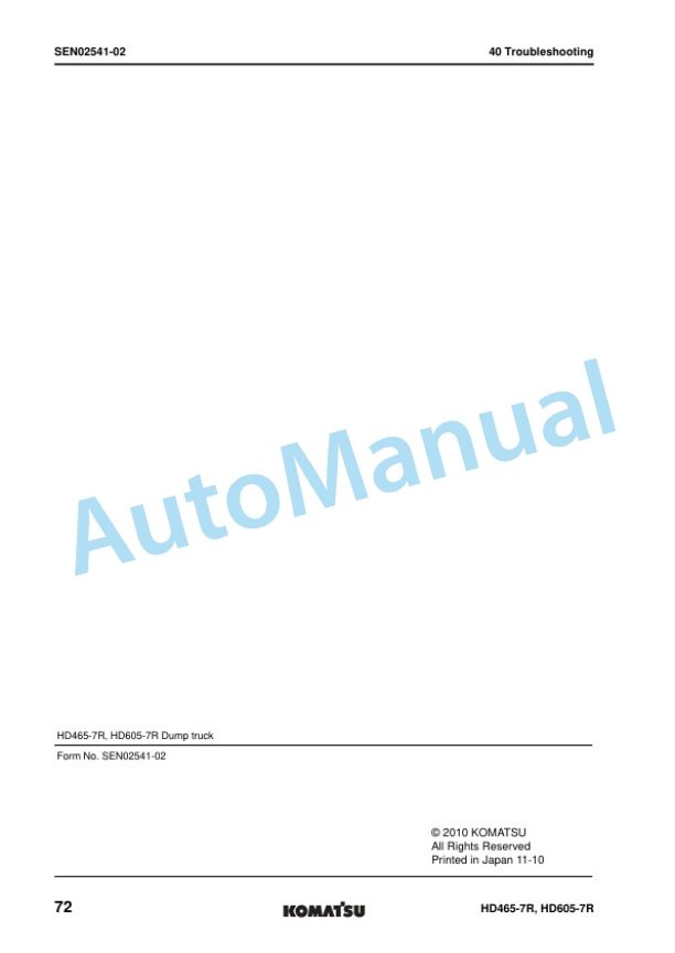 Komatsu HD465-7R, HD605-7R Dump Truck Shop Manual SEN02283-10 5 Komatsu HD465-7R, HD605-7R Dump Truck Shop Manual SEN02283-10 - Image 5