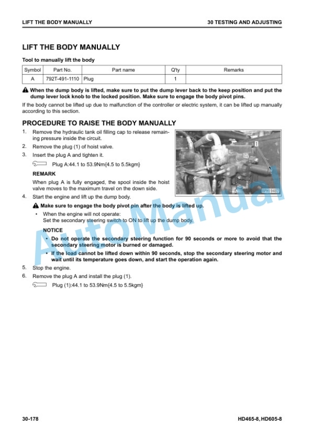 Alternative view of Komatsu HD465-8, HD605-8 Dump Truck Shop Manual SEN06605-19
