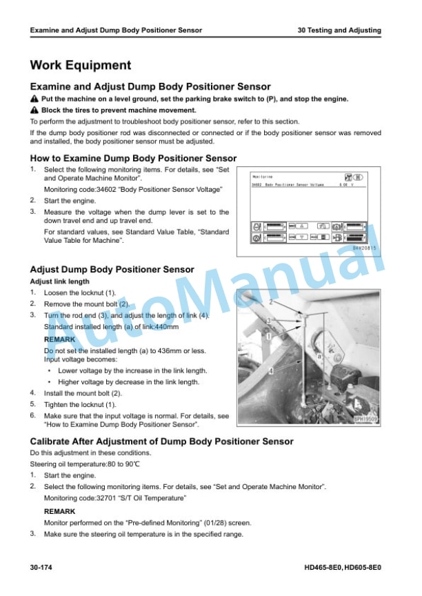 Alternative view of Komatsu HD465-8E0, HD605-8E0 Dump Truck Shop Manual SEN06768-11