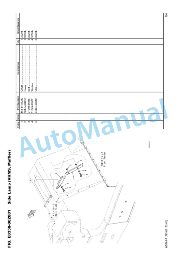 Komatsu HD785-7 Dump Truck Parts Manual EEPC025300 3 Komatsu HD785-7 Dump Truck Parts Manual EEPC025300 - Image 3