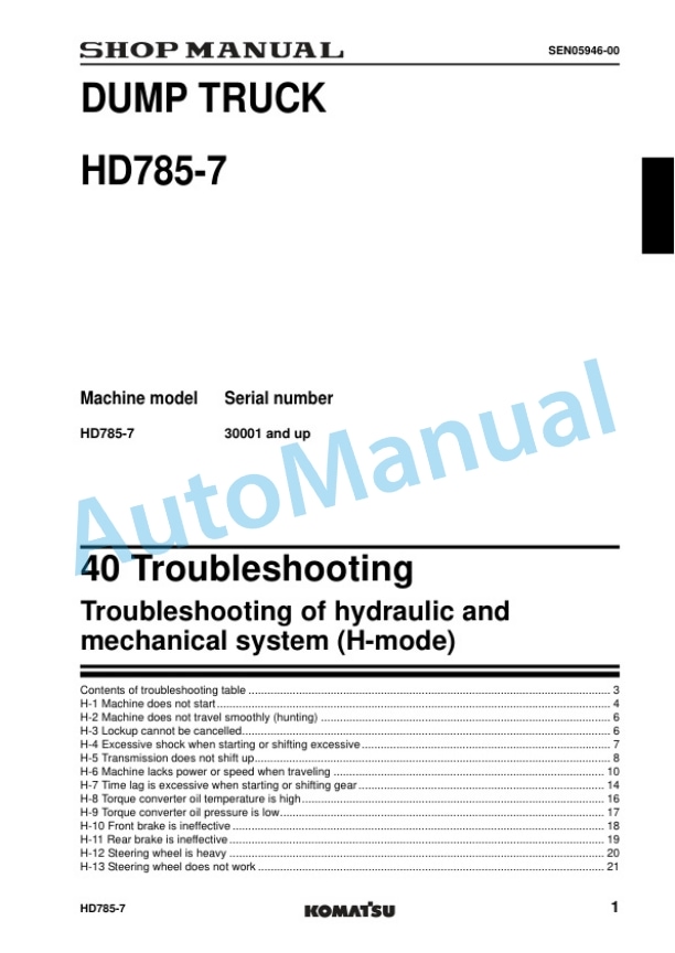 Komatsu HD785-7 Dump Truck Shop Manual SEN05900-03 5 Komatsu HD785-7 Dump Truck Shop Manual SEN05900-03 - Image 5