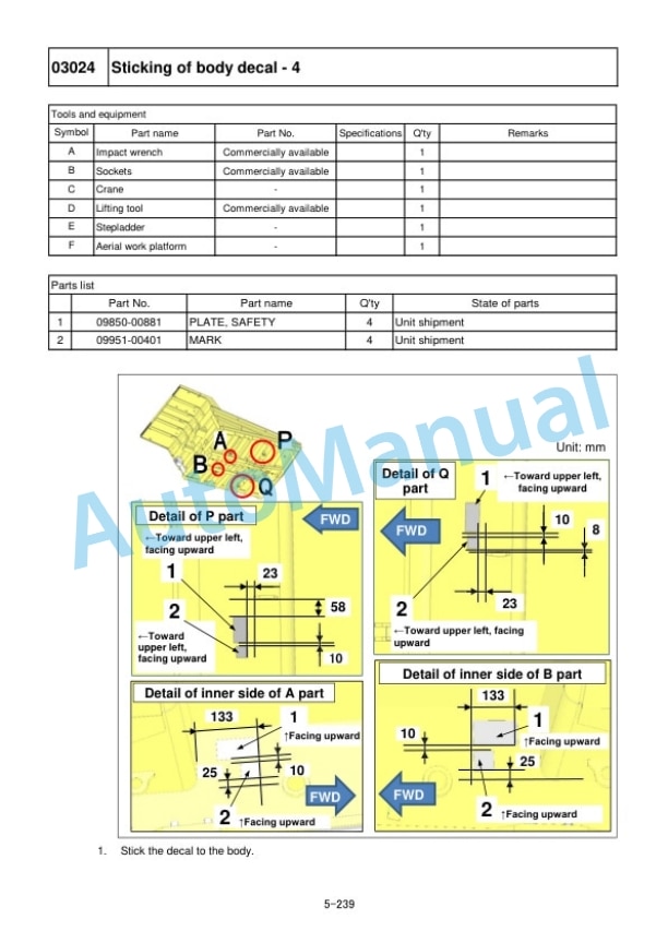 Komatsu HD785-8E0 Dump Truck Field Assembly Instruction GEN00209-04 5 Komatsu HD785-8E0 Dump Truck Field Assembly Instruction GEN00209-04 - Image 5