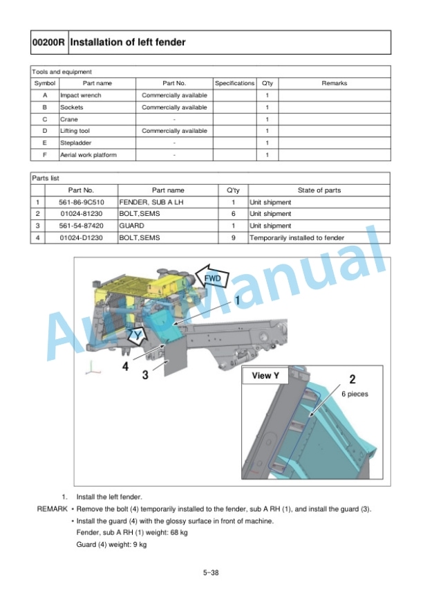 Komatsu HD785-8R Dump Truck Field Assembly Instruction GEN00213-03 2 Komatsu HD785-8R Dump Truck Field Assembly Instruction GEN00213-03 - Image 2