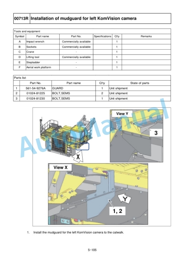Komatsu HD785-8R Dump Truck Field Assembly Instruction GEN00213-03 3 Komatsu HD785-8R Dump Truck Field Assembly Instruction GEN00213-03 - Image 3