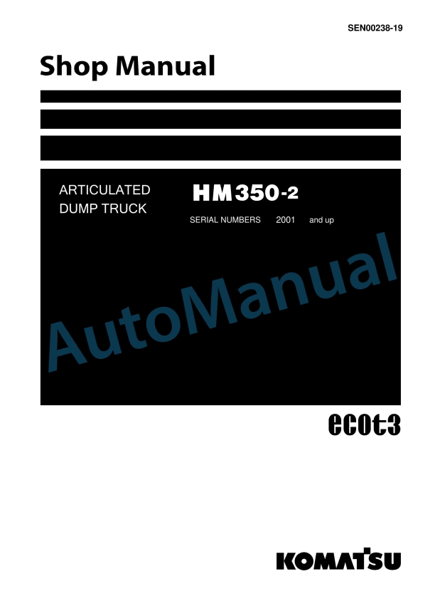 Komatsu HM350-2 Articulated Dump Truck Shop Manual SEN00238-19
