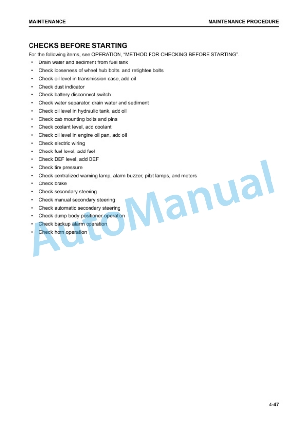Komatsu HM400-5E0 Articulated Dump Truck Operation and Maintenance Manual EENAM03902 5 Komatsu HM400-5E0 Articulated Dump Truck Operation and Maintenance Manual EENAM03902 - Image 5