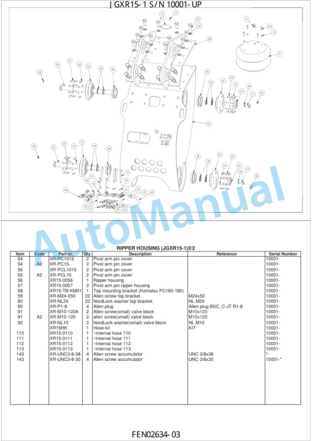 Komatsu JGXR10-1 Parts Manual FEN02634-03 2 Komatsu JGXR10-1 Parts Manual FEN02634-03-2