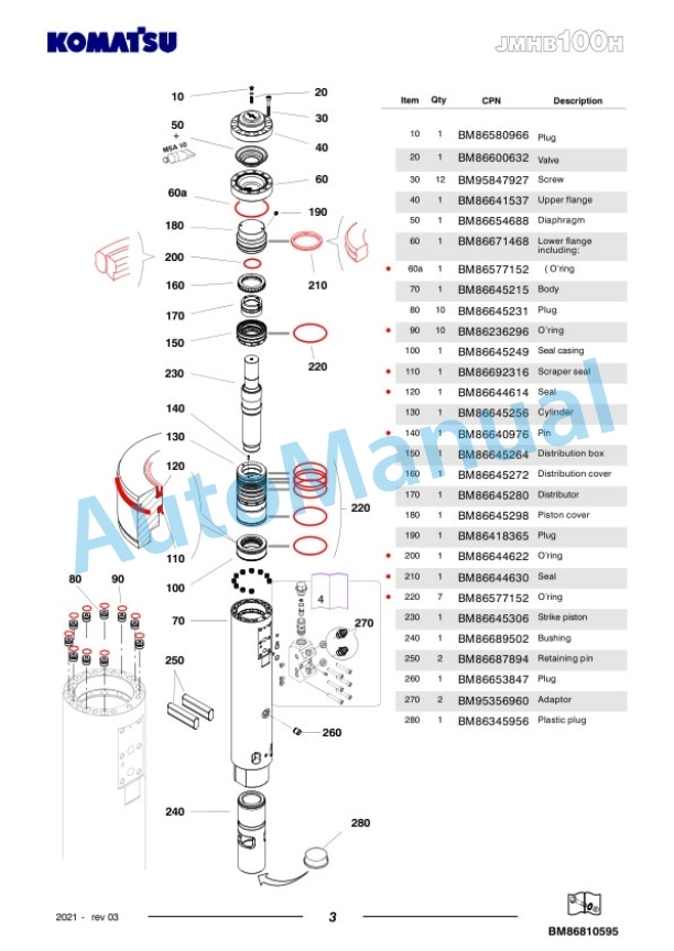 Komatsu JMHB100H-1 Hydraulic Breaker Parts Manual FEN04365-03 2 Komatsu JMHB100H-1 Hydraulic Breaker Parts Manual FEN04365-03-2